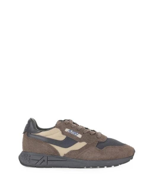 Autry Gray Logo-Patch Panelled Sneakers for men