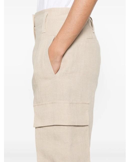 Brunello Cucinelli Natural Elegant Linen Trousers For