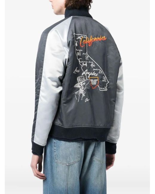 Bomber Con Ricamo di Greg Lauren in Blue da Uomo