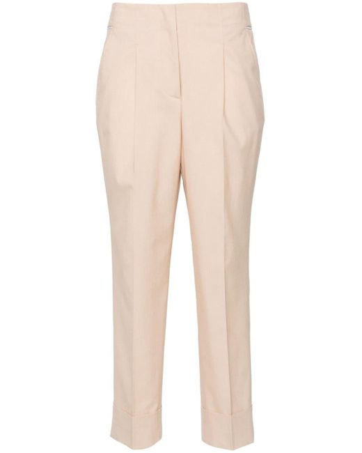 Peserico Natural Chain-detail Tapered-leg Trousers