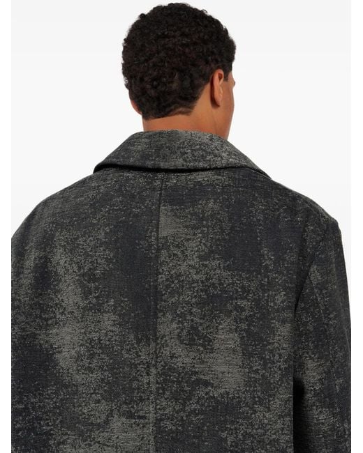 Roberto Cavalli Black Double-Breasted Distressed-Effect Coat for men