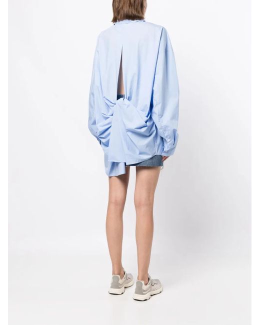 Goen.J Blue Twisted-Back Cotton Shirt