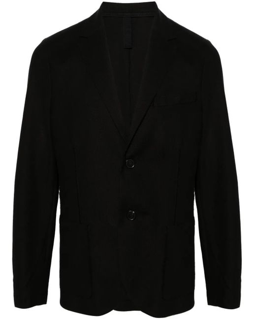 Harris Wharf London Black Notched-Lapels Single-Breasted Blazer for men