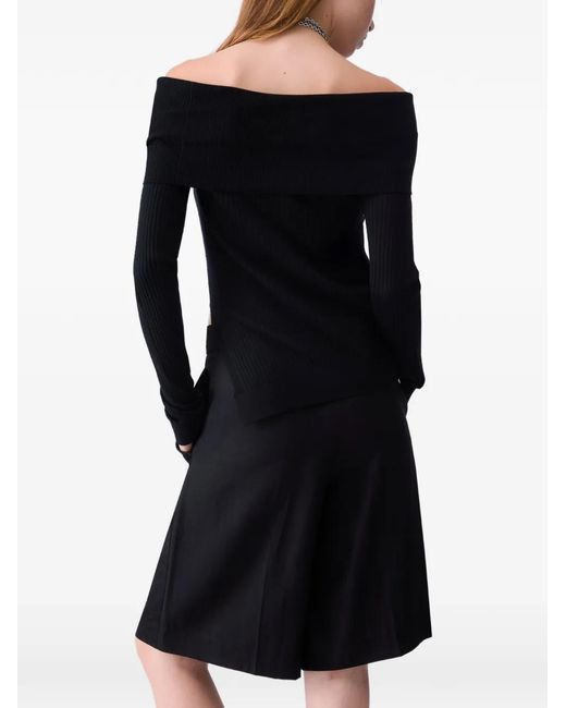 Liu Jo Black Wool Sweater With Bardot Neckline
