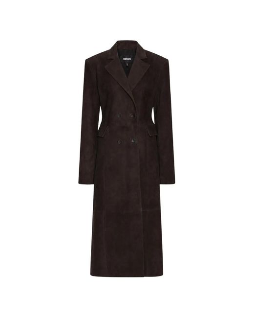 ROTATE BIRGER CHRISTENSEN Black Double-Breasted Suede Coat