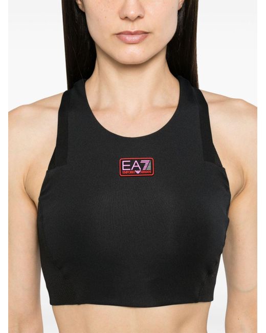 Logo-detail sports bra EA7 de color Black