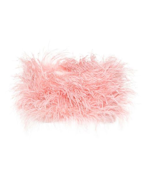 Liu Jo Pink Ostrich-feather Cropped Top