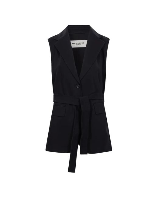 Weekend by Maxmara Blue Belted Sleeveless Top