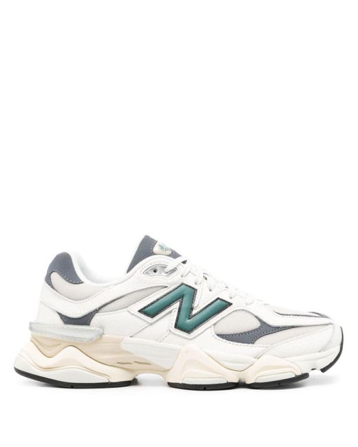 New Balance White 9060 Leather Sneakers for men