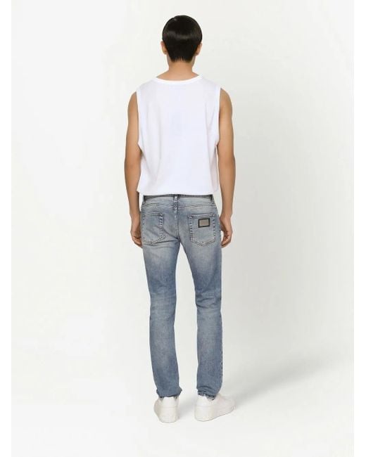 Dolce & Gabbana Blue Distressed Skinny Jeans for men