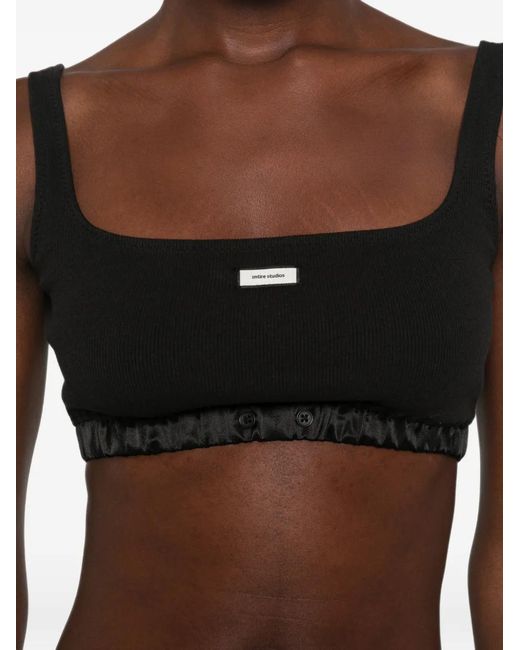 Entire studios Black Logo-Patch Cropped Top