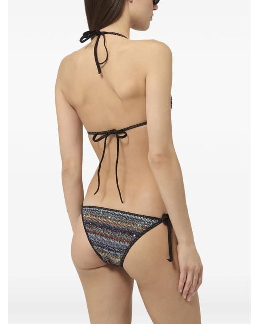 Missoni White Zigzag-Knit Sequin-Embellished Bikini
