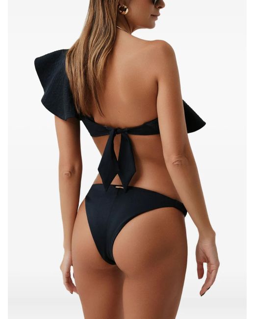 SOFIA ERHAN Black Ruffle One-Shoulder Bikini
