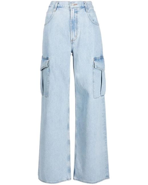 Agolde Blue Wide-Leg Stonewashed Jeans