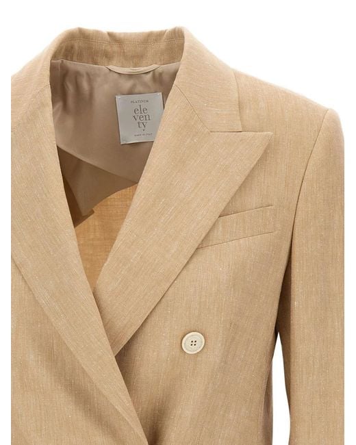 Eleventy Natural Double-Breasted Blazer