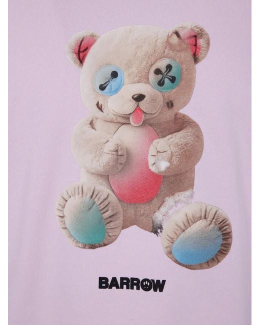 Barrow Pink Teddy-Print Cotton Sweatshirt