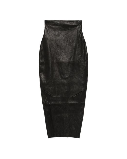 Rick Owens Black Panelling Midi Skirt