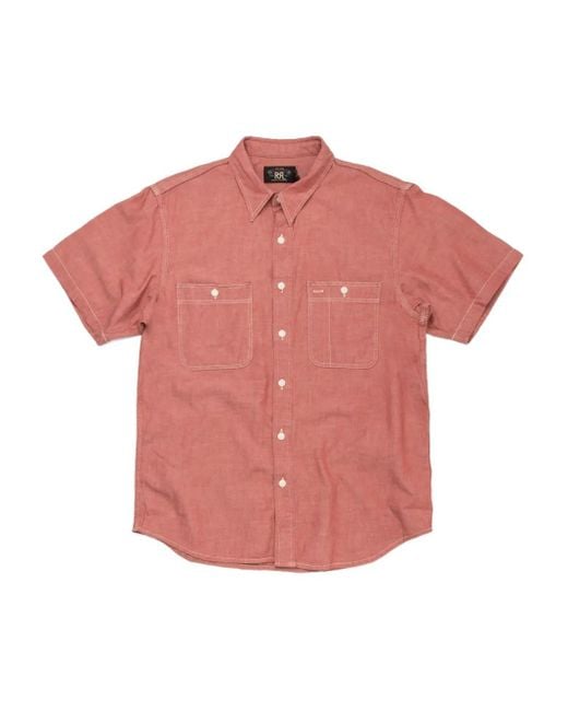 RRL Pink Short-Sleeve Chambray Shirt for men