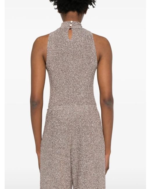 Forte_forte Gray Metallic-Threading Top