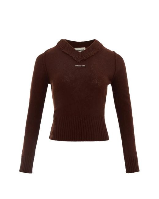 ShuShu/Tong Purple Raw-Edge Sweetheart Sweater