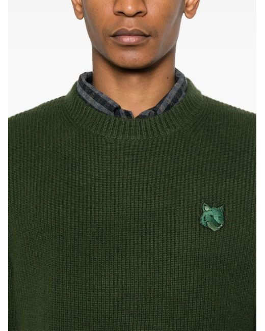 Maison Kitsuné Green Fox-Motif Sweater for men