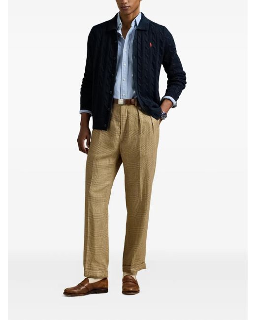 Polo Ralph Lauren Blue Cable-Knit Button-Up Cardigan for men