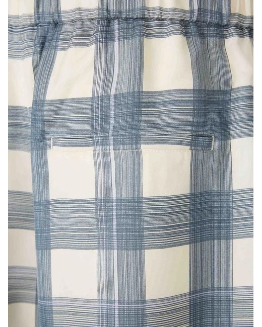 Jil Sander Blue Check-Pattern Shorts for men