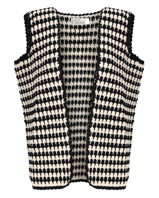 GIUSEPPE DI MORABITO Black Crochet Open-Front Gilet