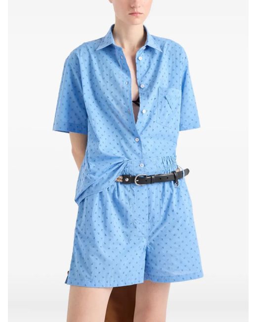 Shorts Con Ricamo di Prada in Blue