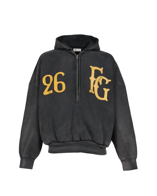 Fear Of God Black Baseball Club Half-Zip Hoodie for men