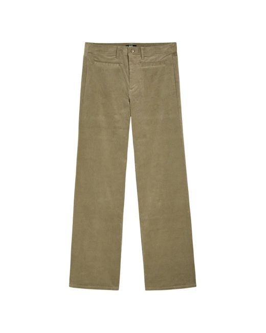 PAIGE Green Leenah Wide-Leg Corduroy Trousers