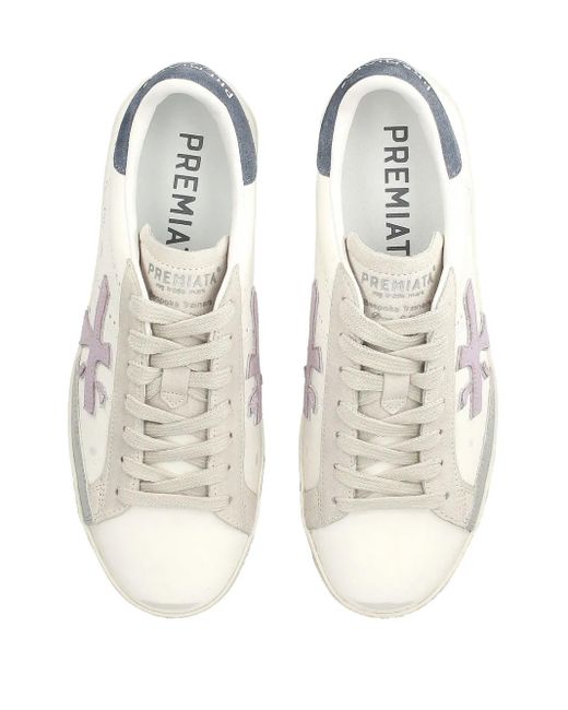 Premiata White Steven D 7273 Applique-Detail Sneakers