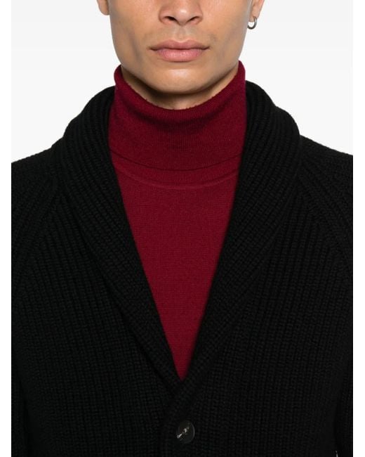 Cardigan Nervuré À Col Châle Tagliatore pour homme en coloris Black