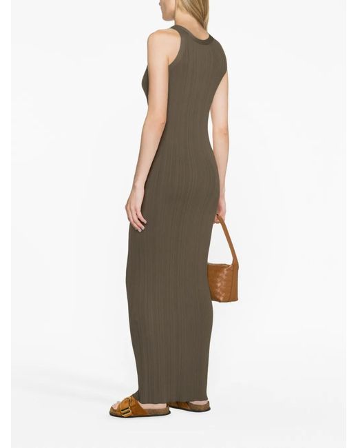 Totême Green Ribbed-Knit Racerback Dress