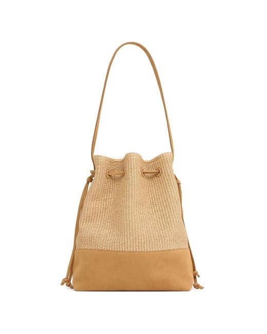 Mansur Gavriel Natural Drawstring Leather Bucket Bag