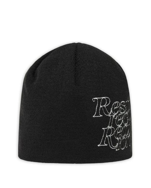 Rest&Recreation Black Beanie mit Logo-Stickerei