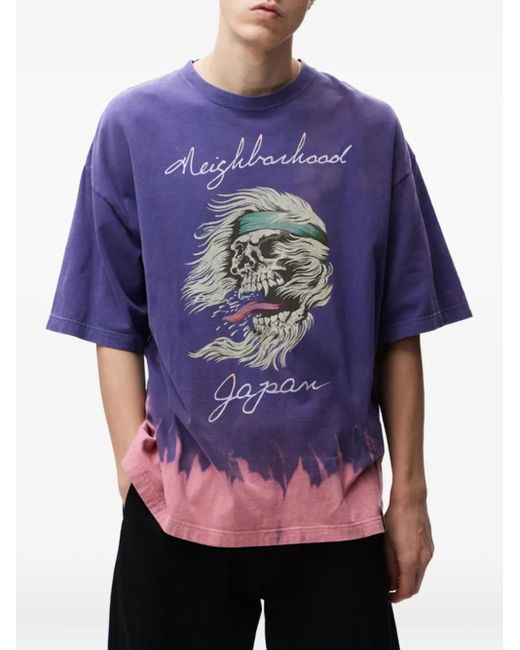 Neighborhood Purple Skull-Print Tie-Dye T-Shirt for men