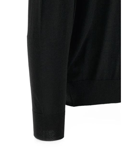 Kiton Black Half-Zip 14 Micron Polo Shirt for men
