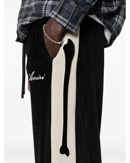 Amiri Bones Trainingsbroek Met Fluwelen-Effect in het Black voor heren