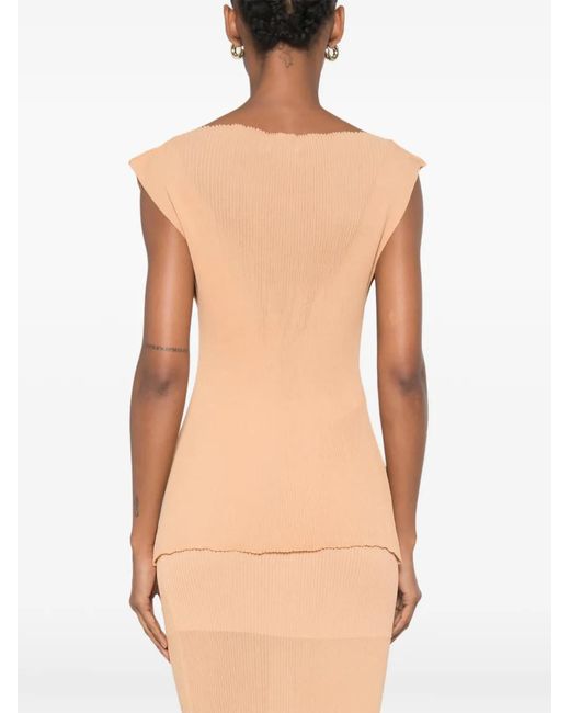 Alberta Ferretti White Ribbed Top