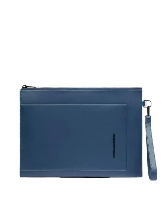 Piquadro Blue Leather Clutch Bag for men