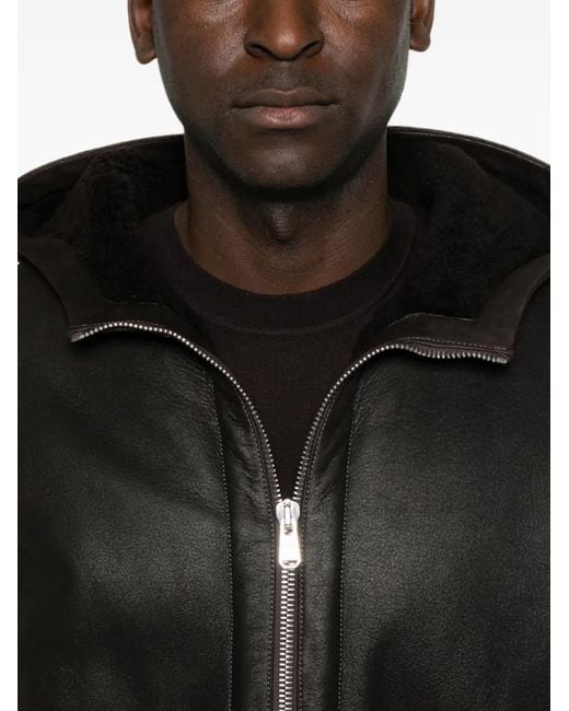 Dondup Black Hooded Shearling Jacket for men