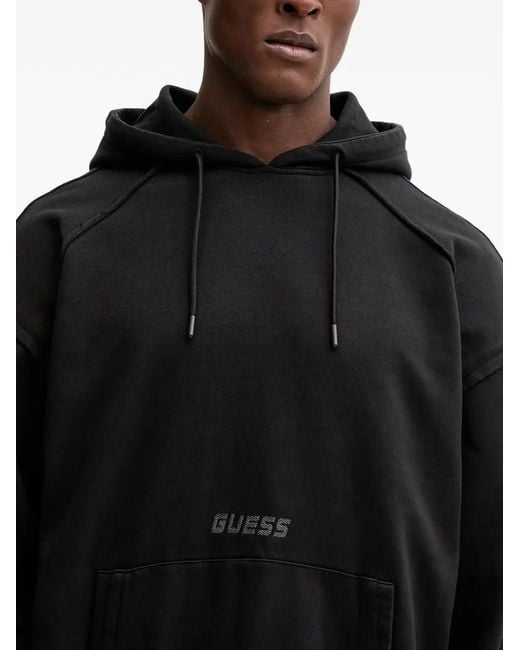 Guess Black Lasi Logo-Print Hoodie for men