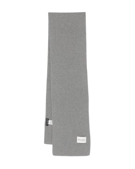 Marc O' Polo Gray Ribbed Patch-Logo Scarf for men