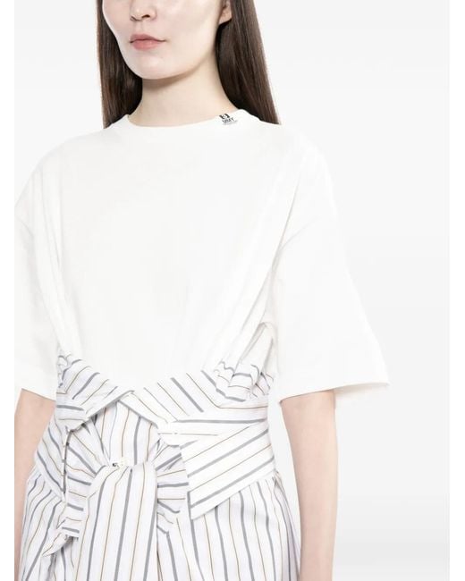 Maison Mihara Yasuhiro White Striped Midi Dress