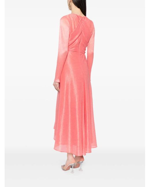 Talbot Runhof Pink Wrap-Design Midi Dress