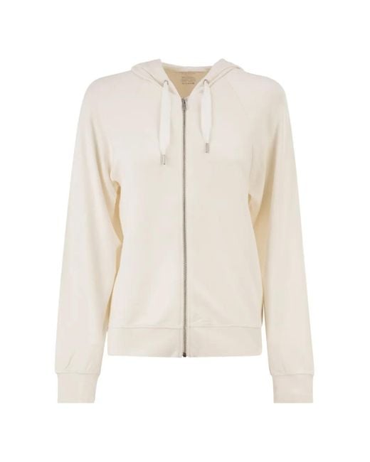 Majestic Filatures White Zip-Up Raglan-Sleeve Hoodie