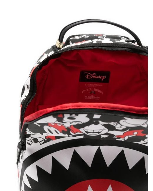 Sprayground White Mickey Mouse Graphic-Print Shark Backpack for men
