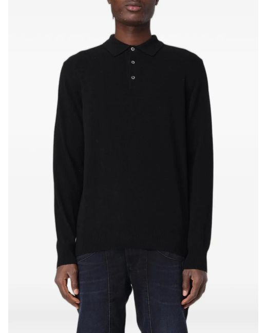 XC Black Knitted Polo Shirt for men