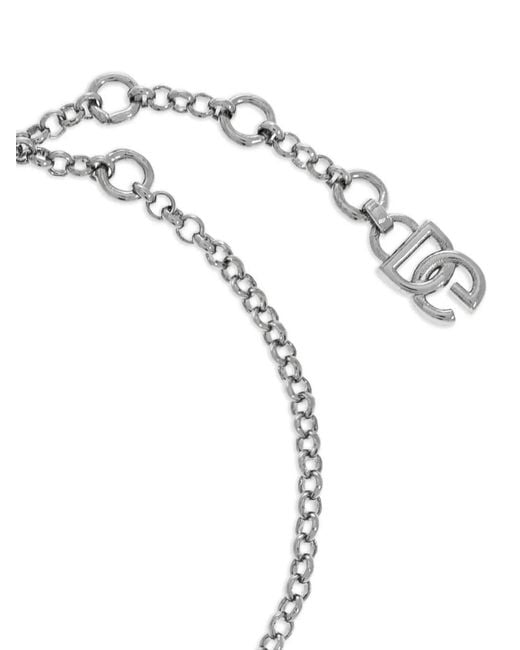 Dolce & Gabbana White Cross-Pendant Fine-Link Bracelet